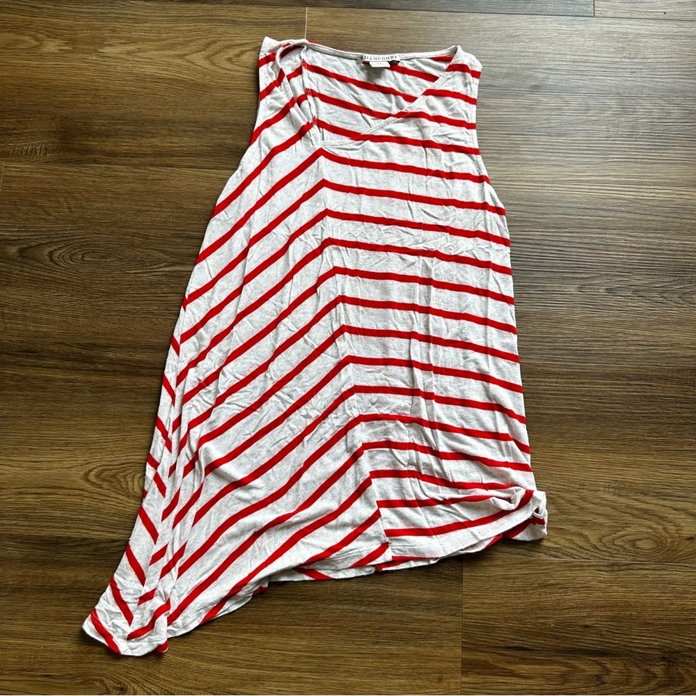 Willoughby Anthropologie Women Striped‎ Sleeveless Tank Top XS Red Asymmetrical
